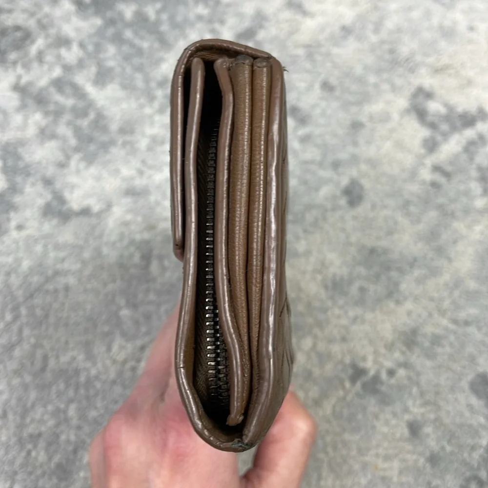Bottega Veneta Nappa Intrecciato Continental Flap Wallet Woven Leather Brown